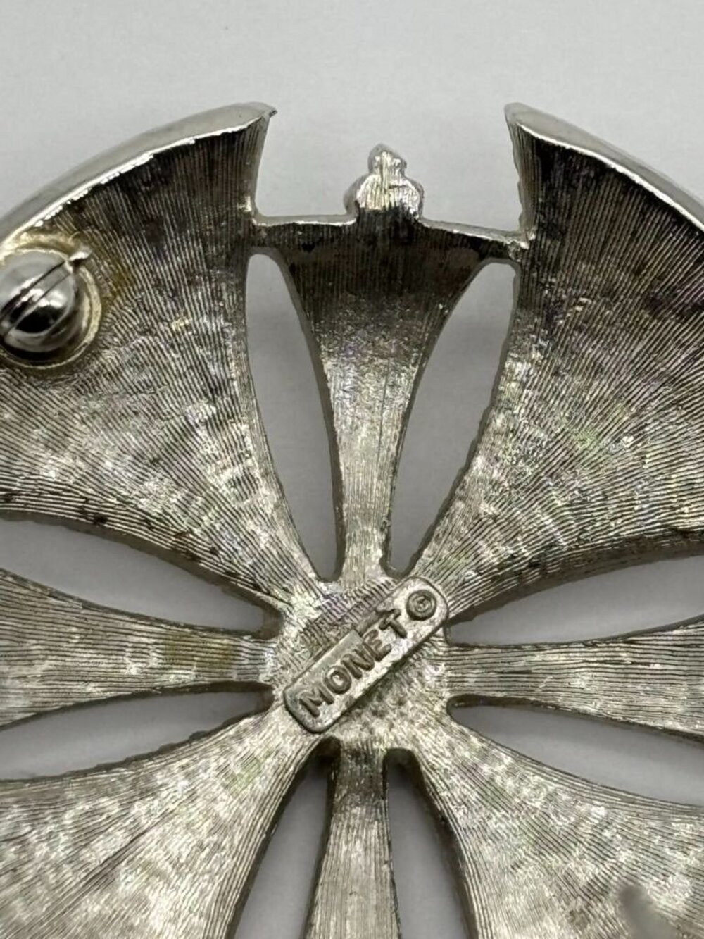 Vintage Monet Maltese Cross Etruscan Revival Brooch Silver-Tone Beaded Detailing - Picture 13 of 15
